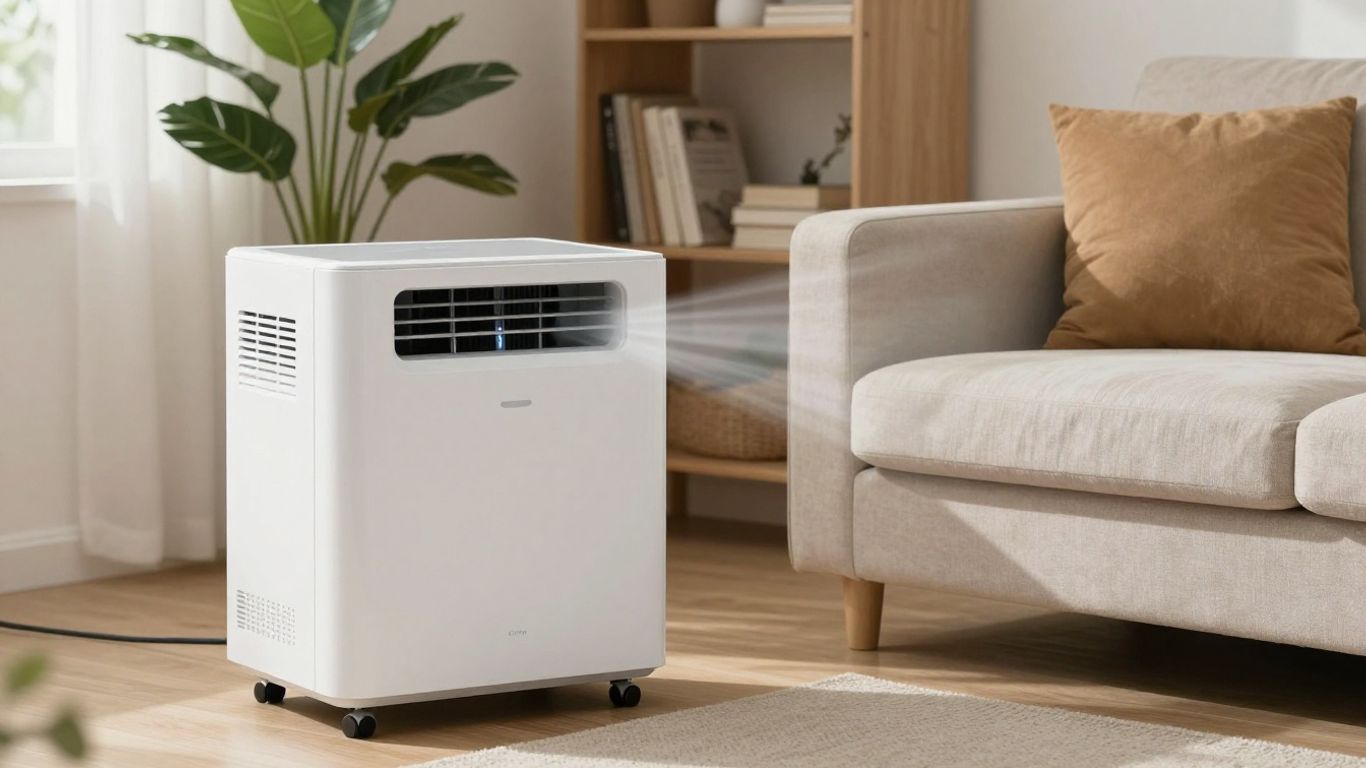 Climatiseur mobile dans un salon moderne