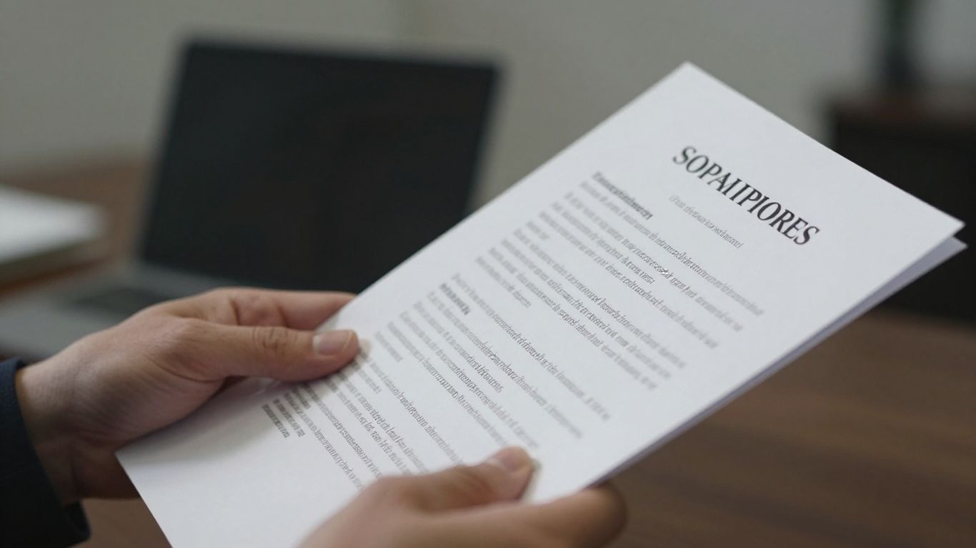 Policy document in hand, professional office background.