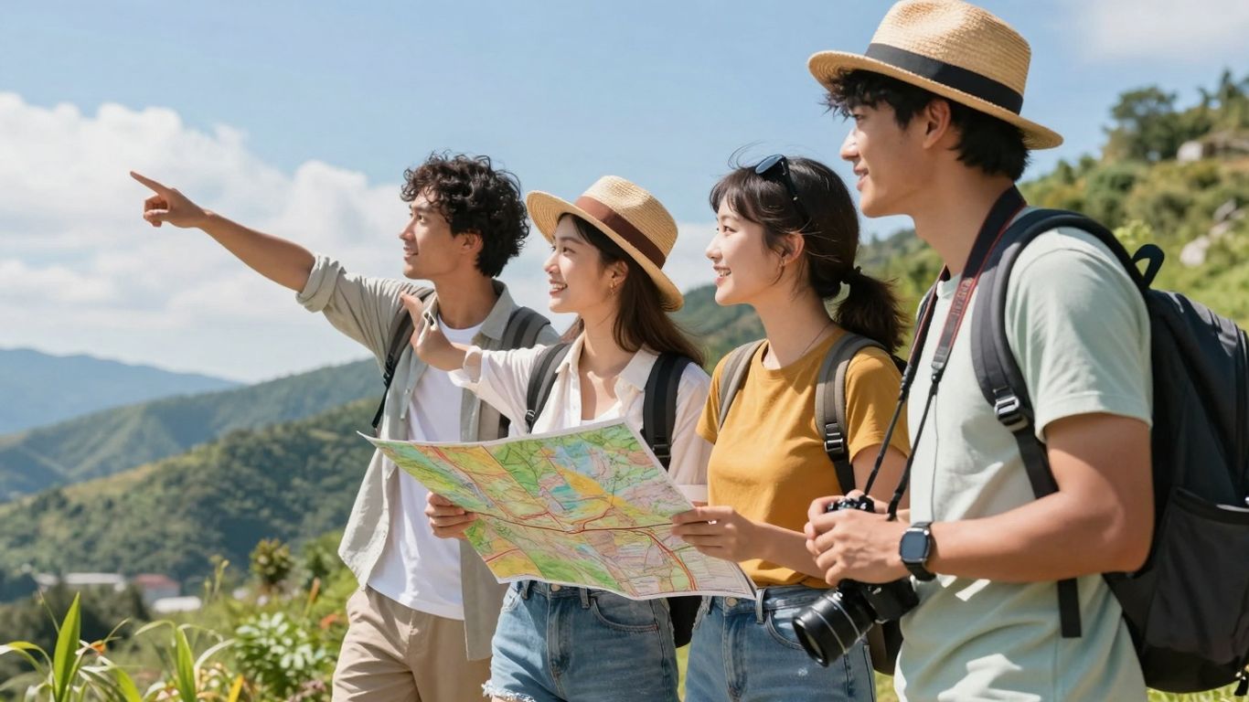 Ludzie cieszący się turystyką i rekreacją na świeżym powietrzu.