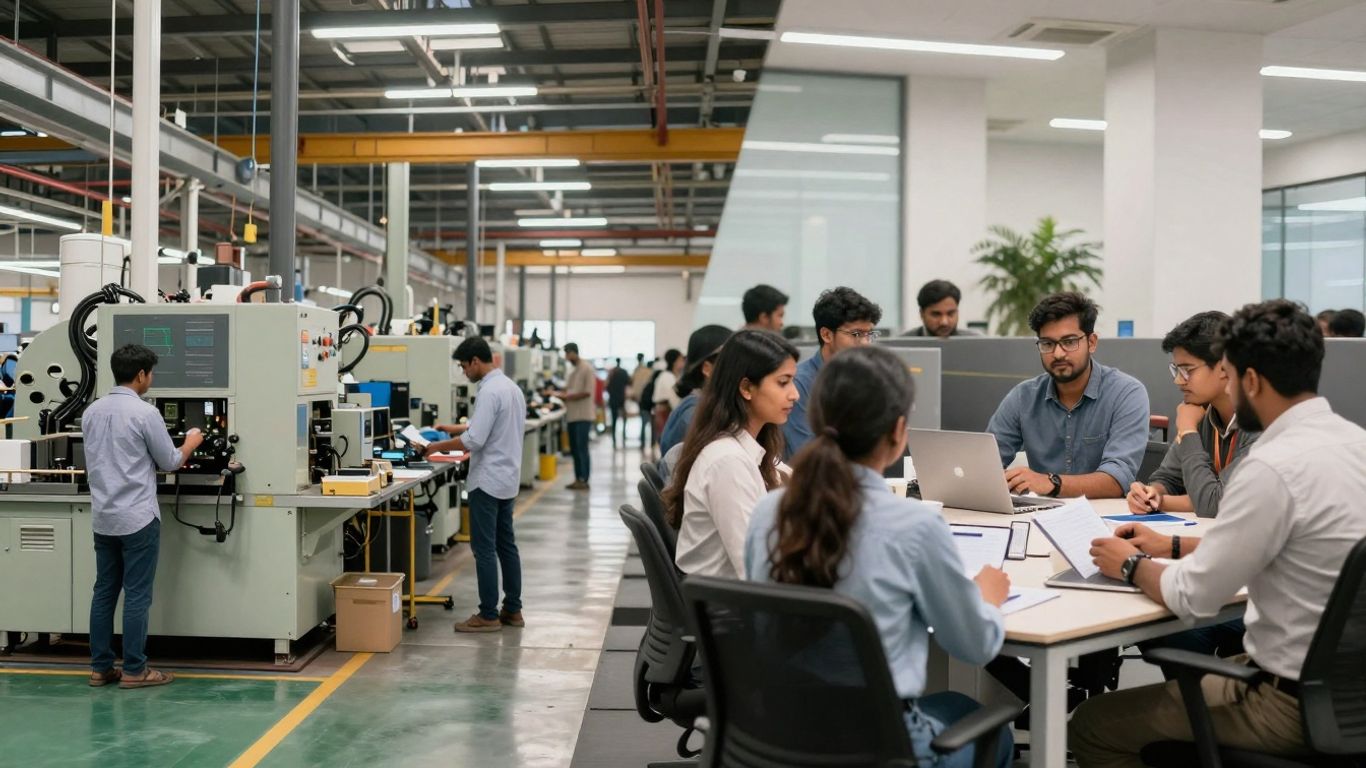 Echilibru între producție și servicii într-o economie modernă.