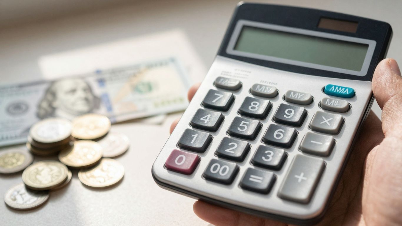 Calculator with money for loan payment calculation.