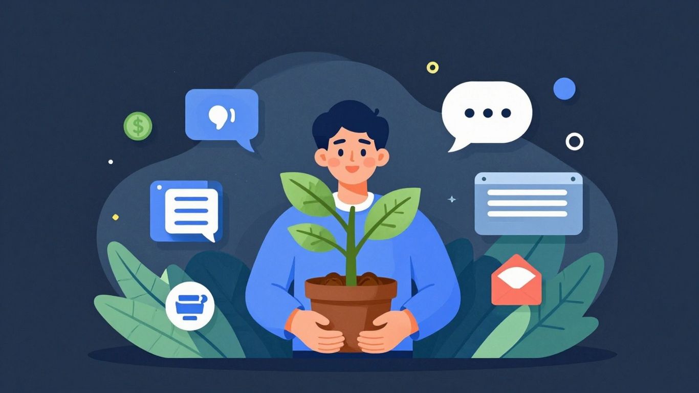 Pessoa feliz com dinheiro crescendo, marketing de afiliados.