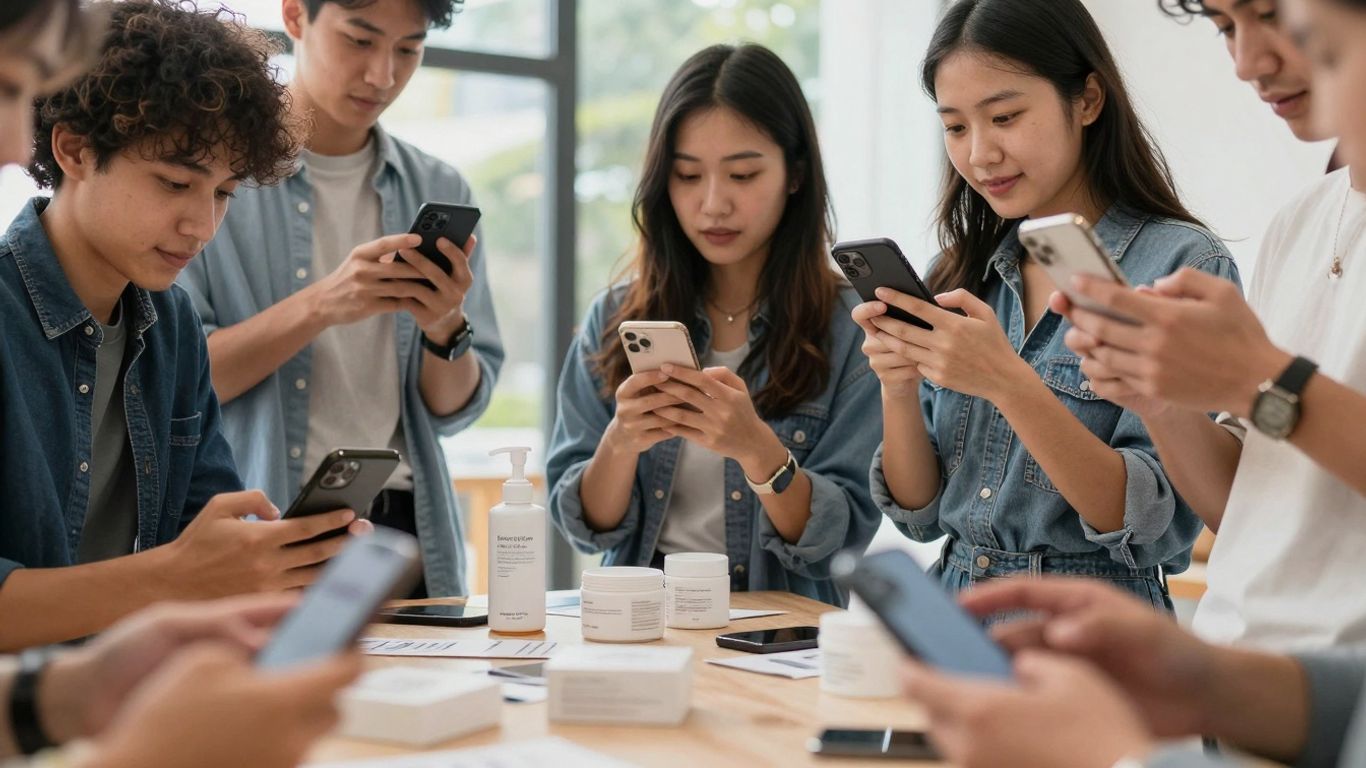 Diverse people creating authentic content with smartphones.