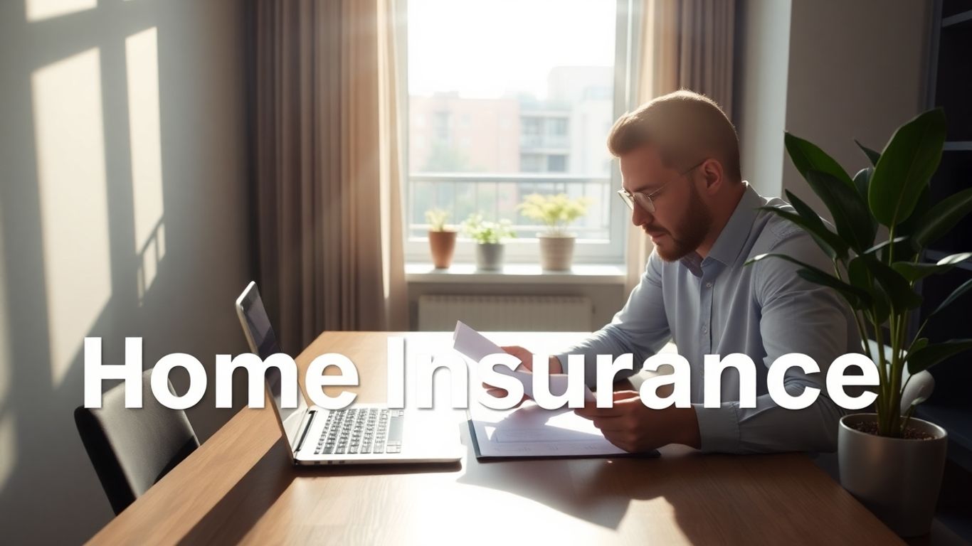 Persona revisando documentos de seguro de vivienda en un apartamento.