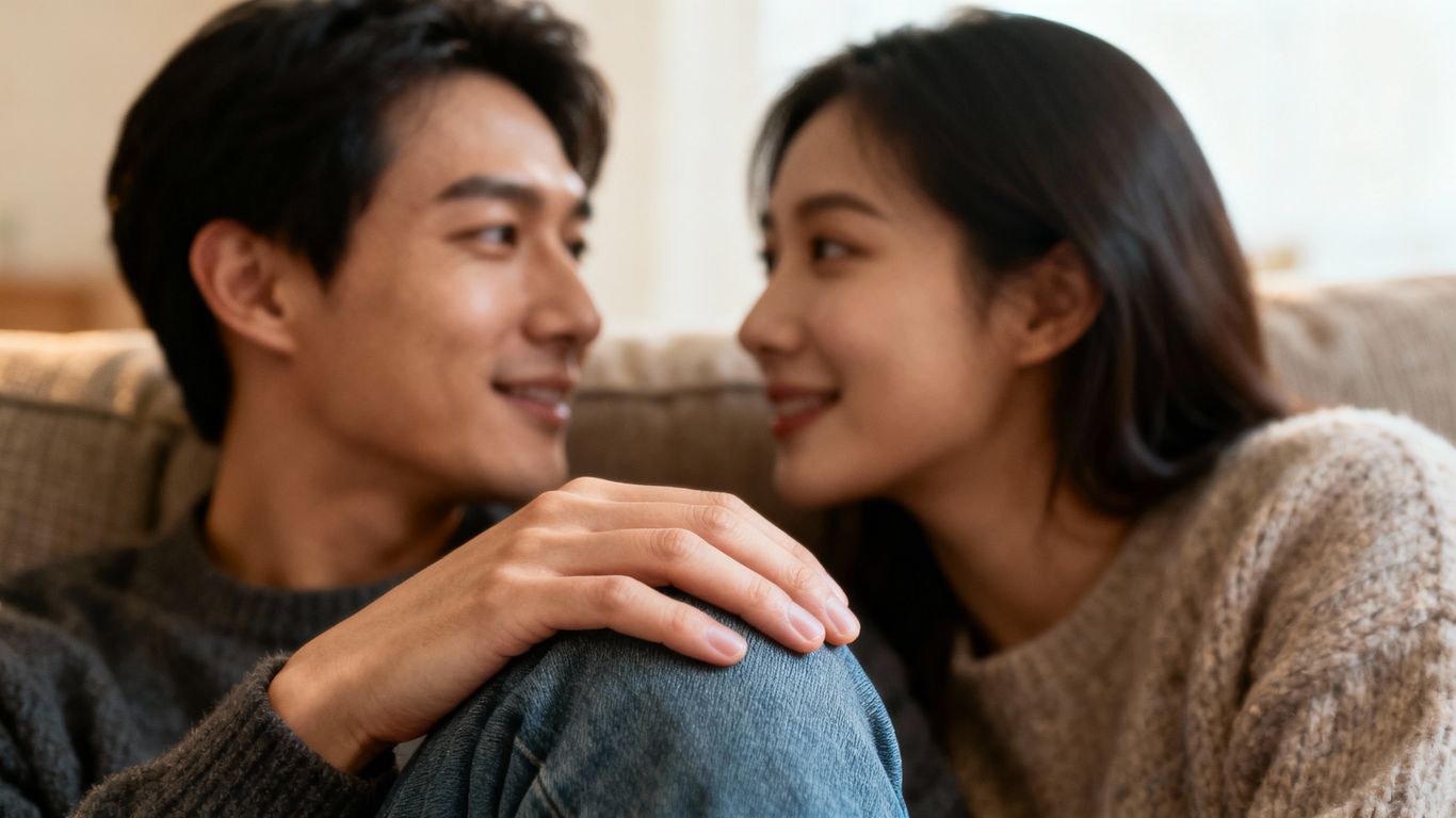 Couple talking intimately about sexual health