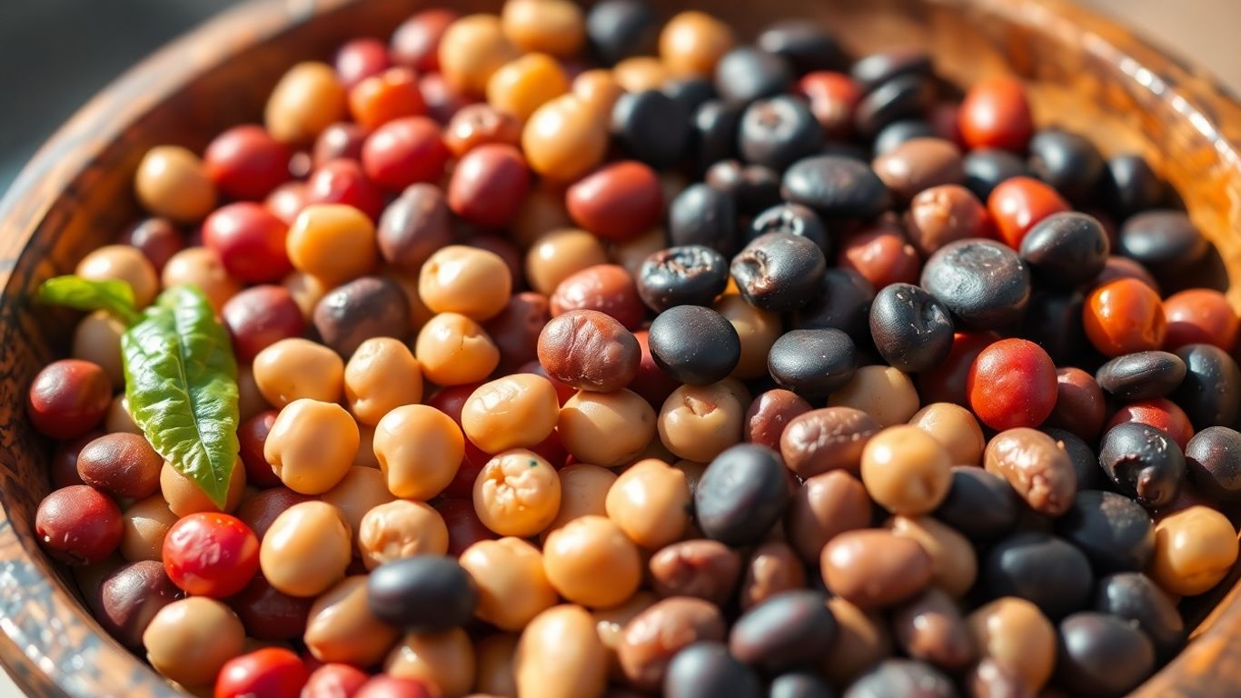 Assortment of healthy beans in a bowl.