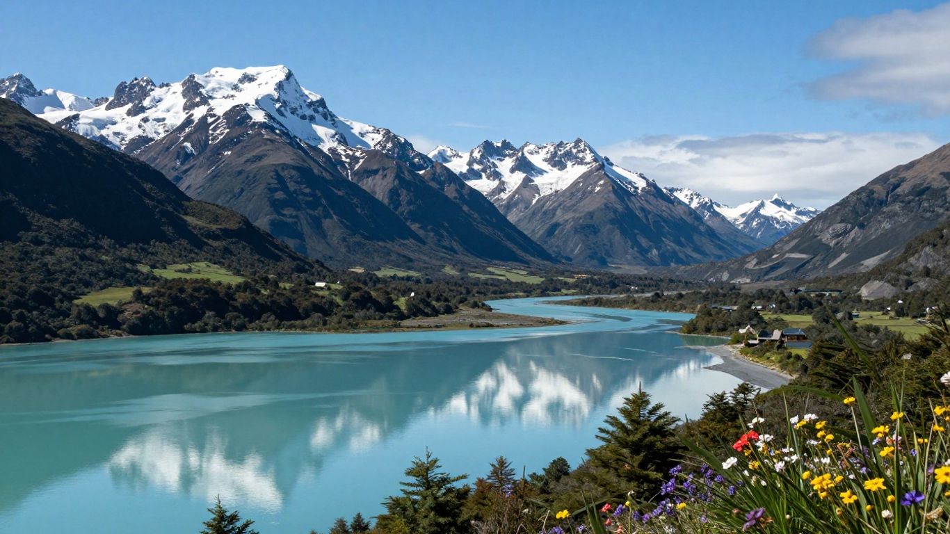 Patagonia, Argentina landscape with mountains and lake