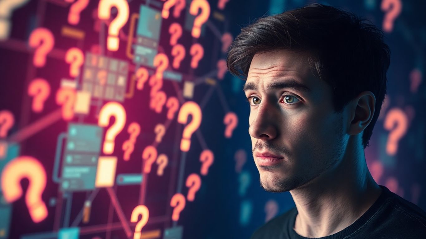 Person looking skeptically at internet visualization.