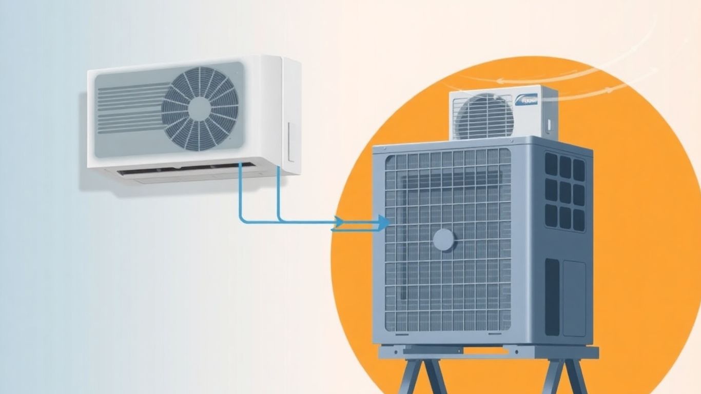 Split Klimaanlage Innen- und Außengerät mit Leitungen