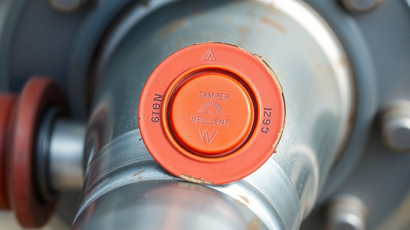 Tamper-evident seal on a wellhead.