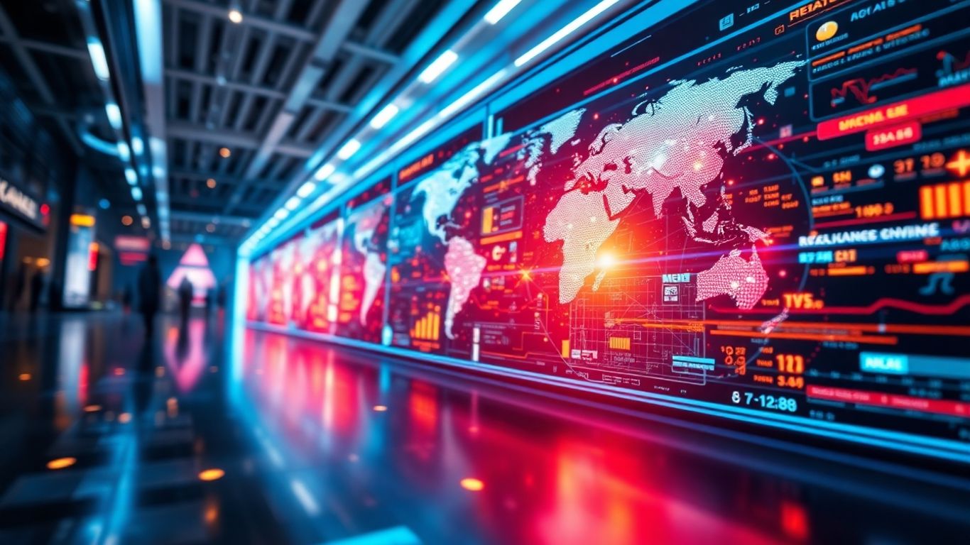 Futuristic e-commerce interface with glowing digital elements.