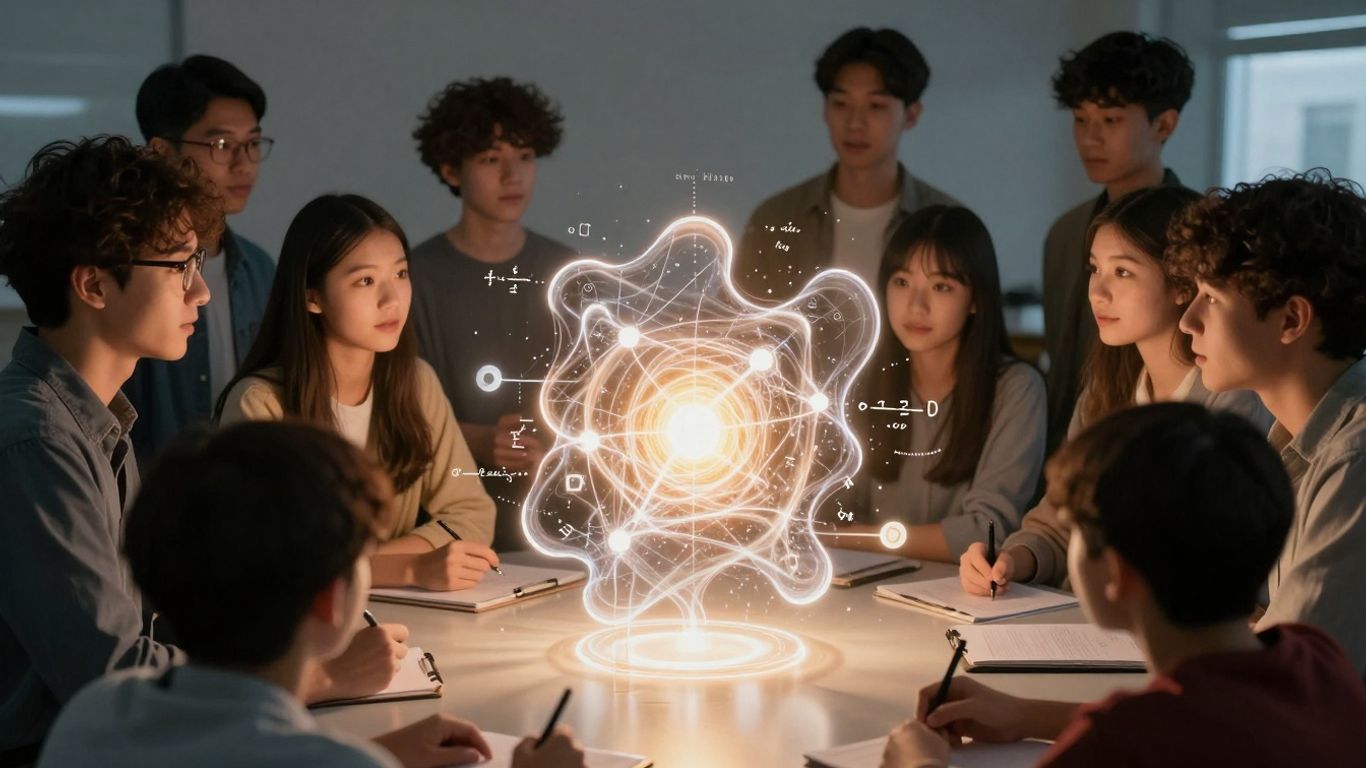 Students interacting with abstract math concepts.