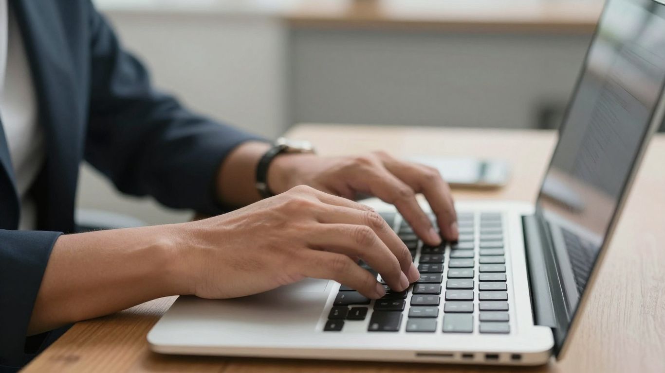 Personne travaillant sur un ordinateur portable pour générer des leads.