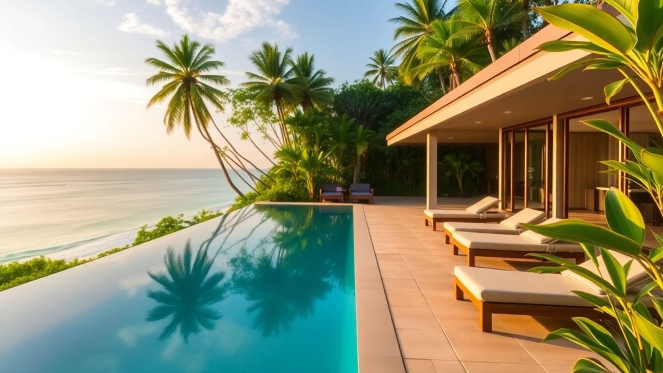 Luxury villa with infinity pool overlooking the sea.