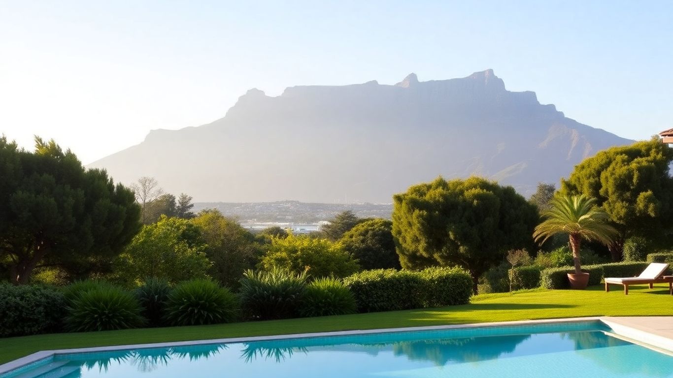 Villa Seeleeu, Cidade do Cabo, com jardins e piscina.
