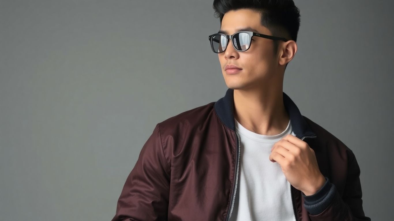 Man wearing a stylish Japan bomber jacket.