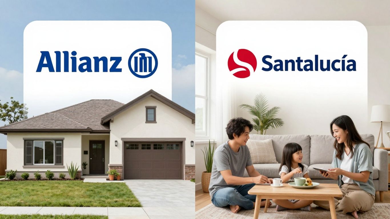 Comparativa visual de seguros de hogar Allianz y Santalucía.