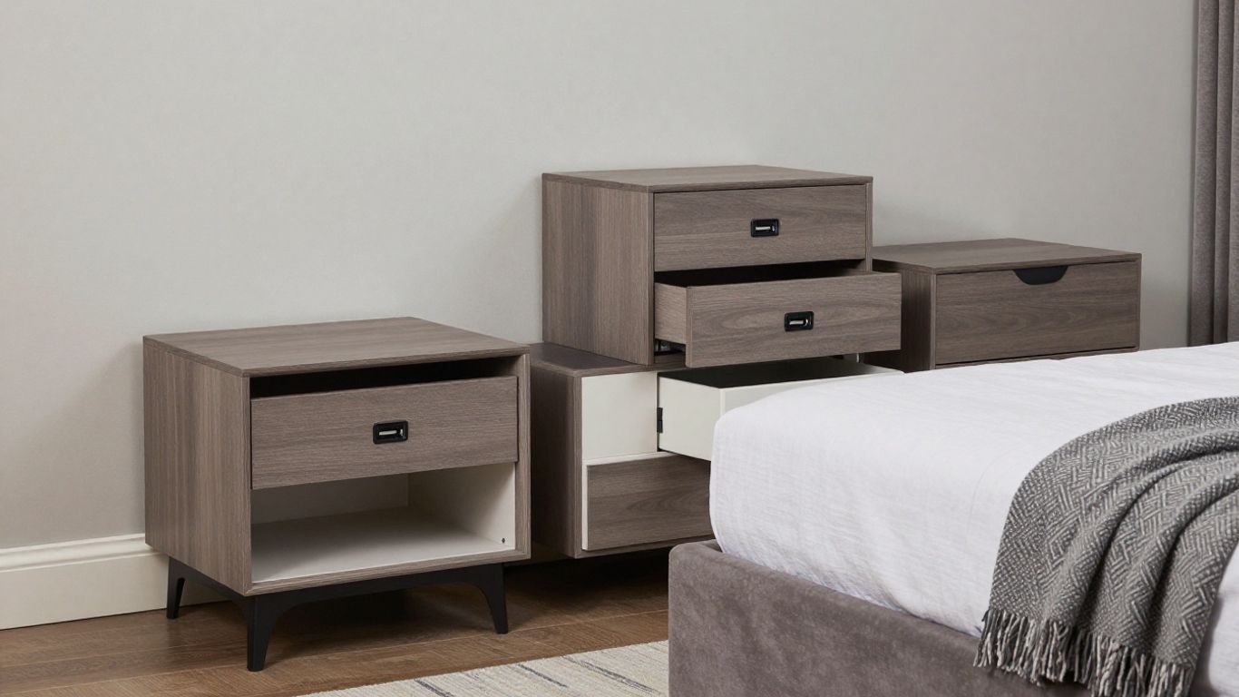 Modern nightstands with USB ports and storage for Airbnb.