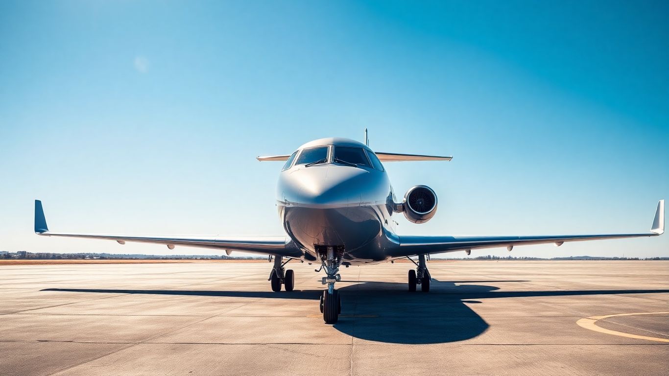 Luxurious private jet on tarmac, ready for flight.