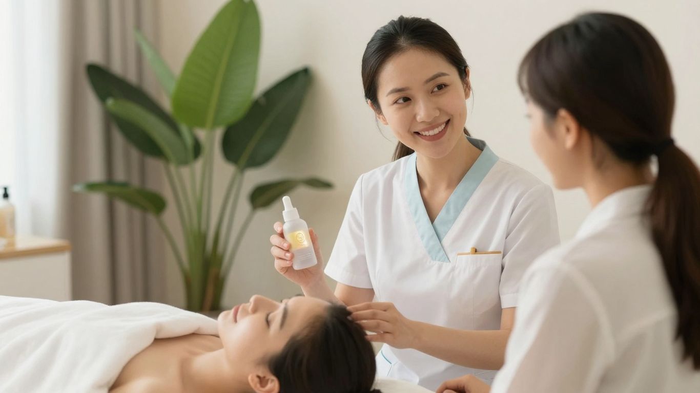 Practitioner and patient in a modern medspa.