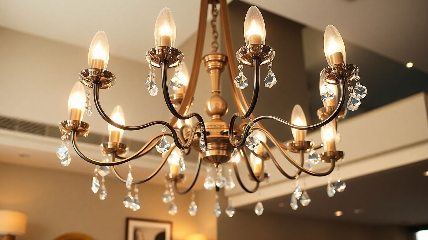 Modern chandelier in a stylish UK home interior.