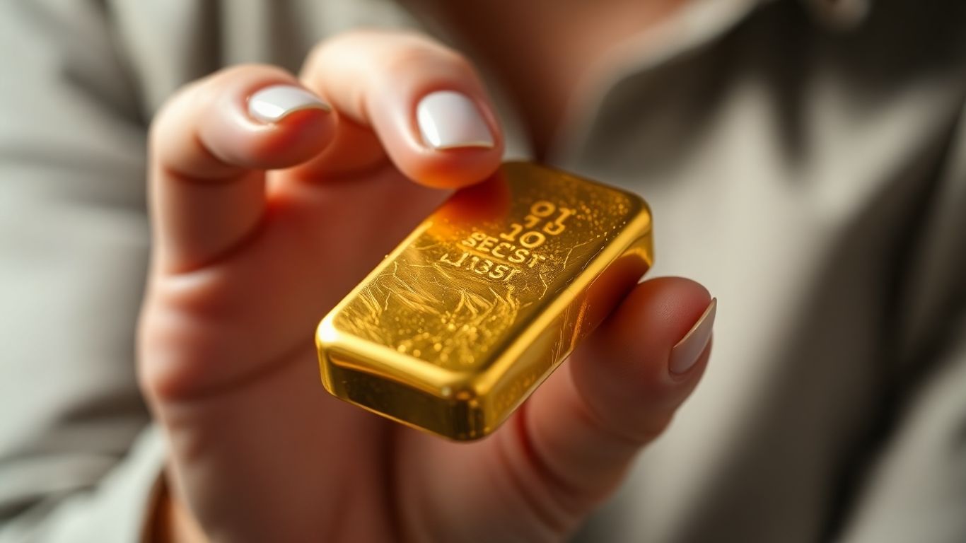 手中的纯金锭