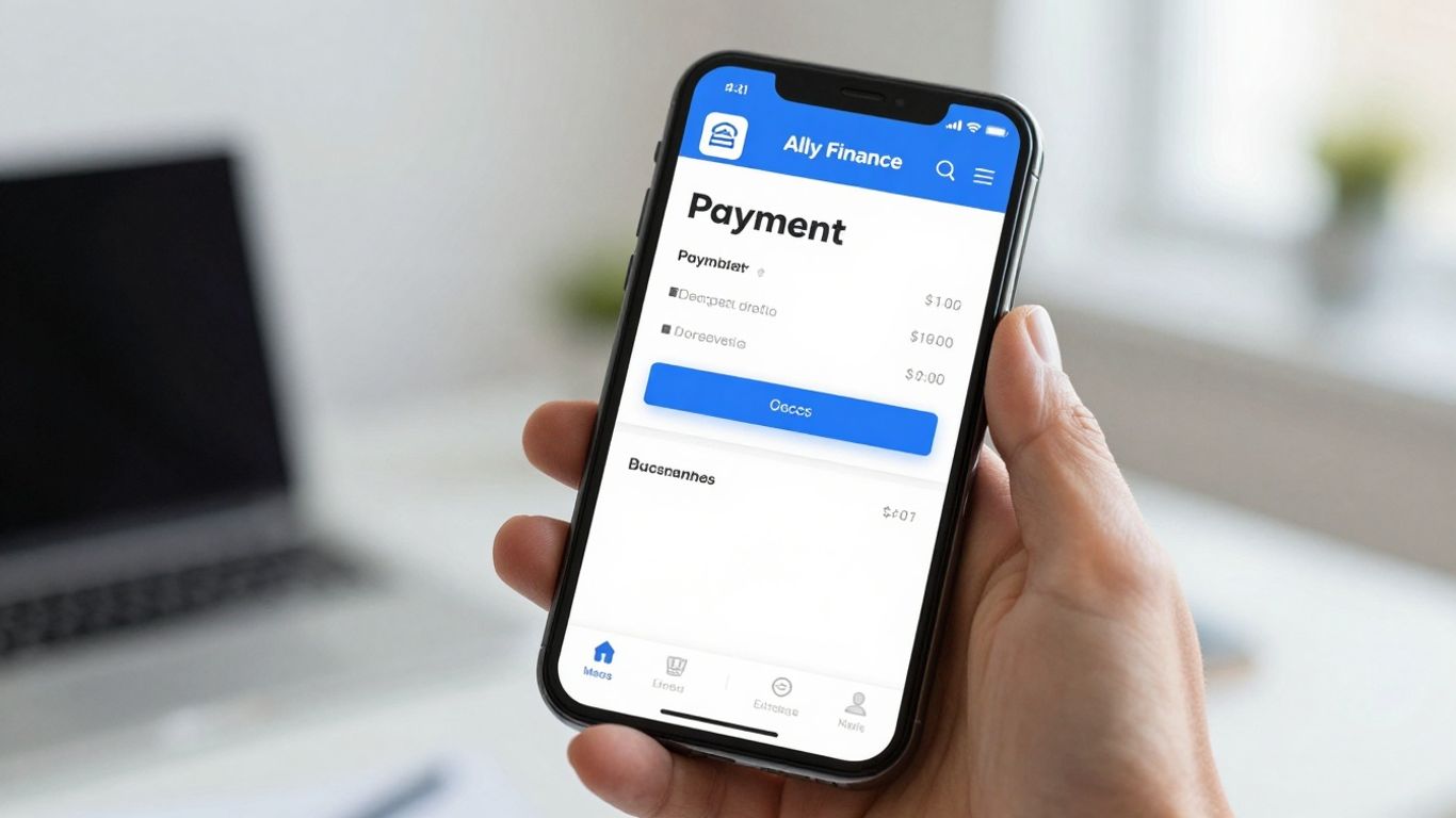 Ally Finance app on a smartphone for support.