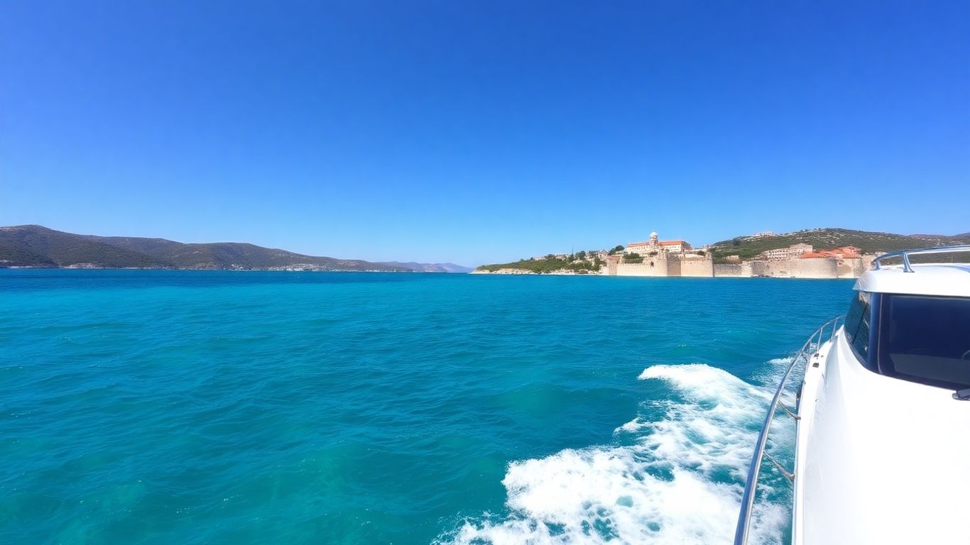 Yacht sailing on clear Adriatic waters near Croatian coast.