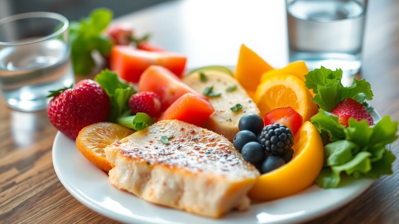 Healthy meal and water for heart recovery.