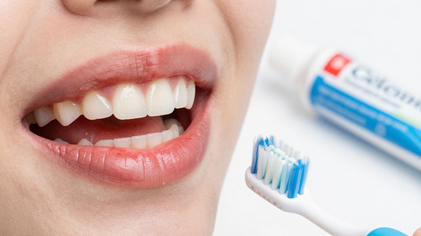 Healthy vs. inflamed gums with toothbrush and toothpaste.