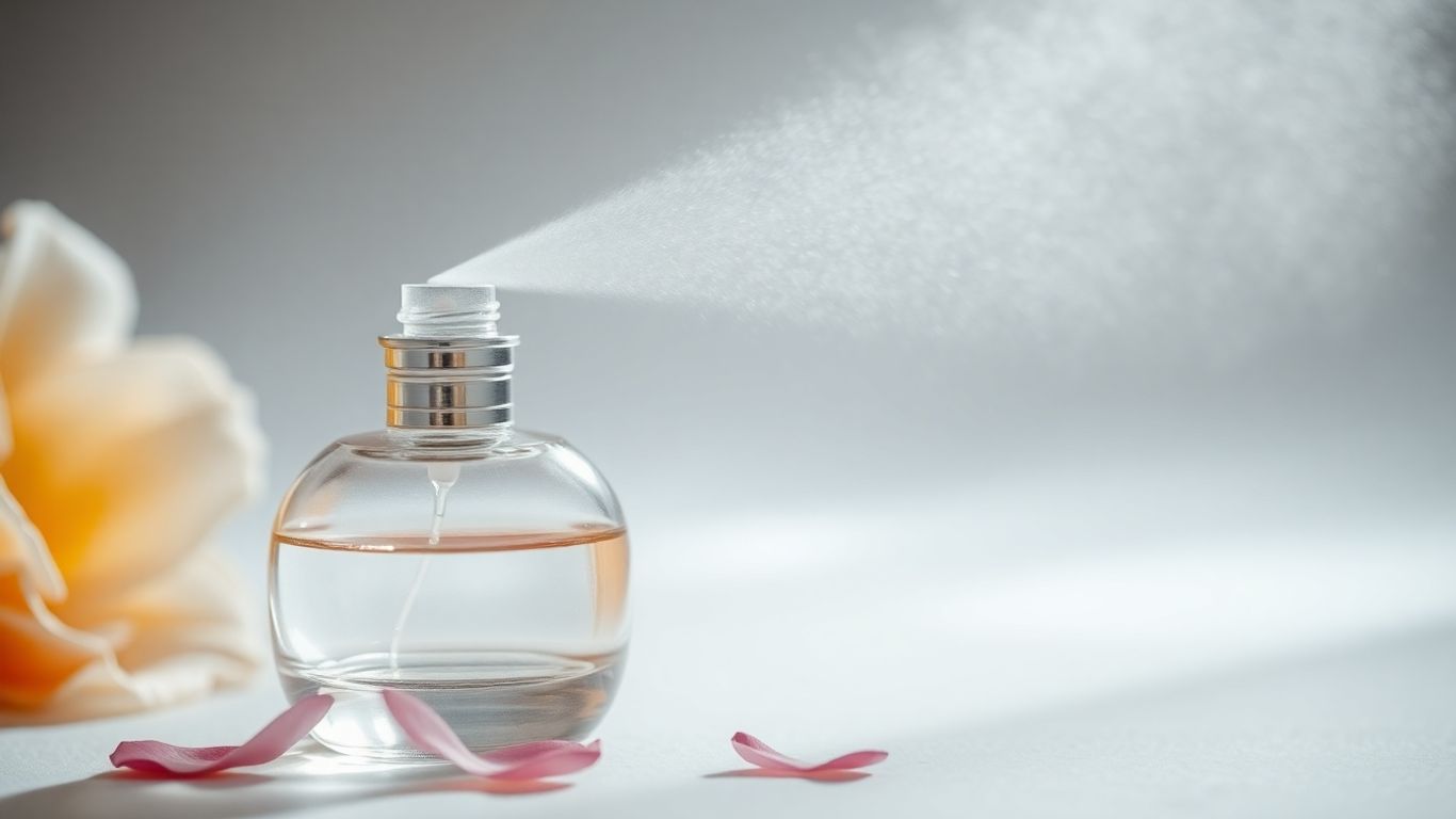 Elegant perfume bottle with a gentle mist rising.