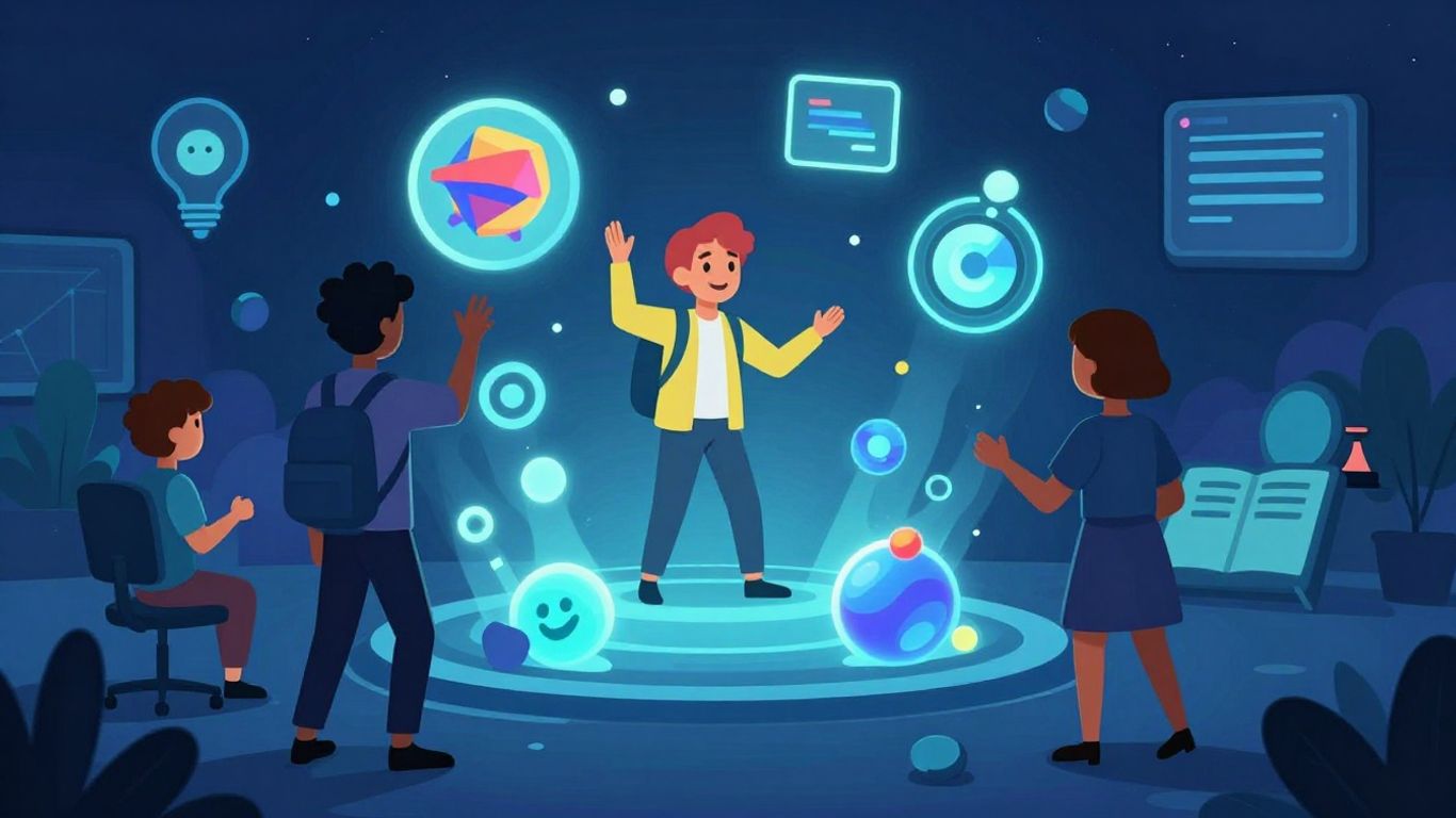 AI elements interacting with people in a game-like setting.