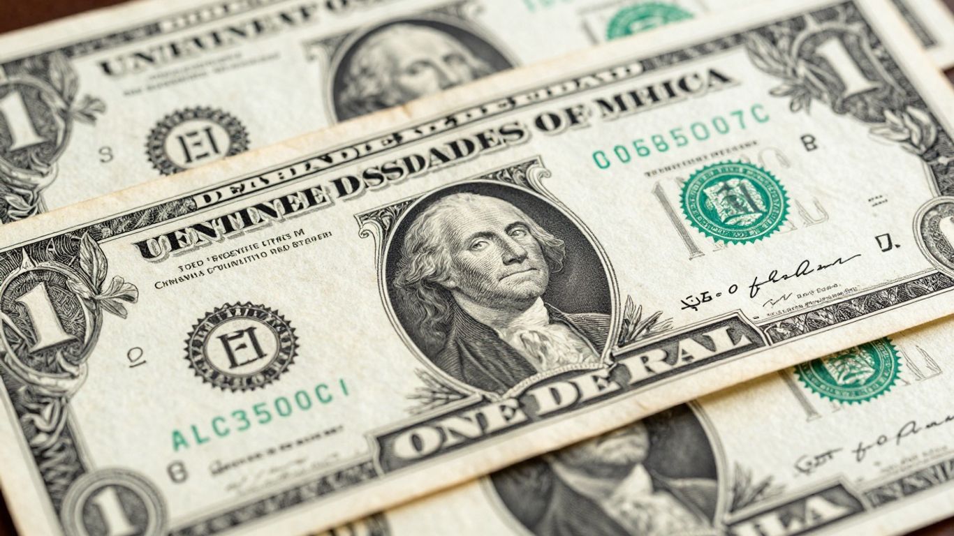 Stack of vintage Silver Certificate dollar bills.