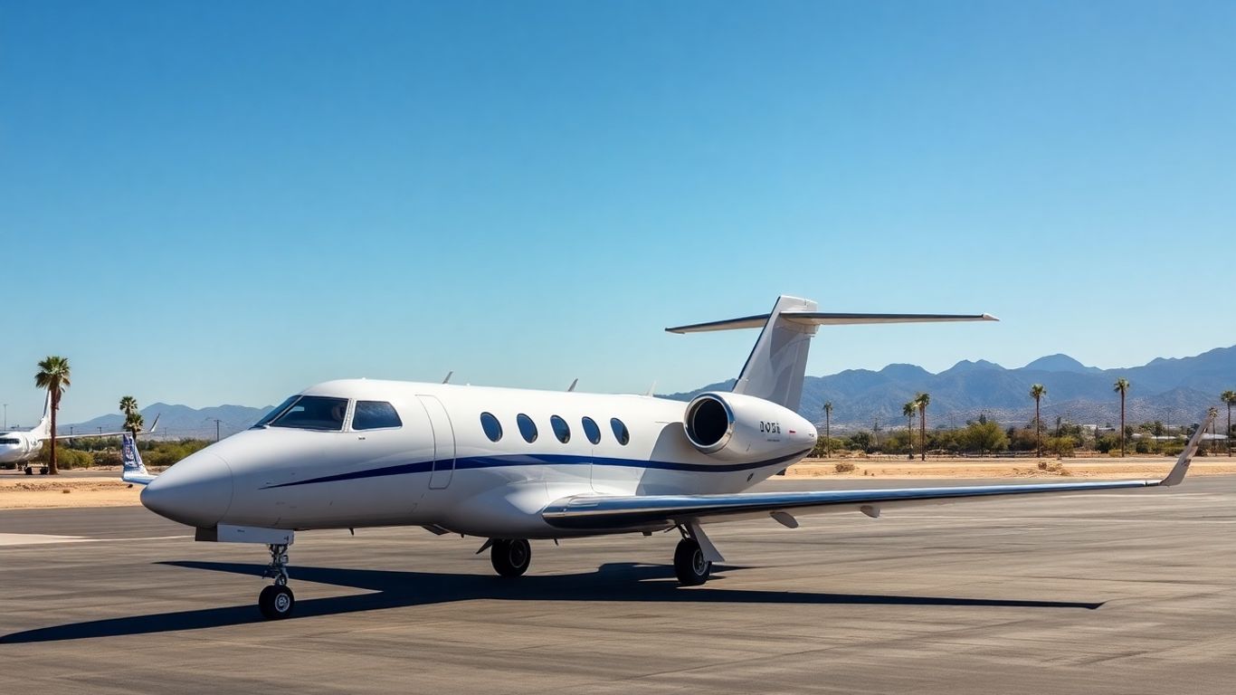 Luxury private jet at Scottsdale Airport tarmac.