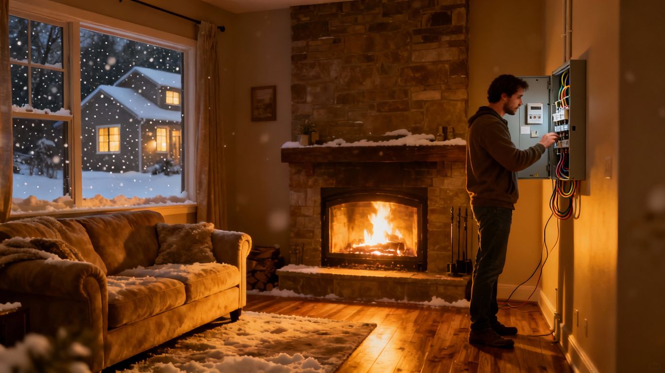 Homeowner upgrading electrical system for winter safety.
