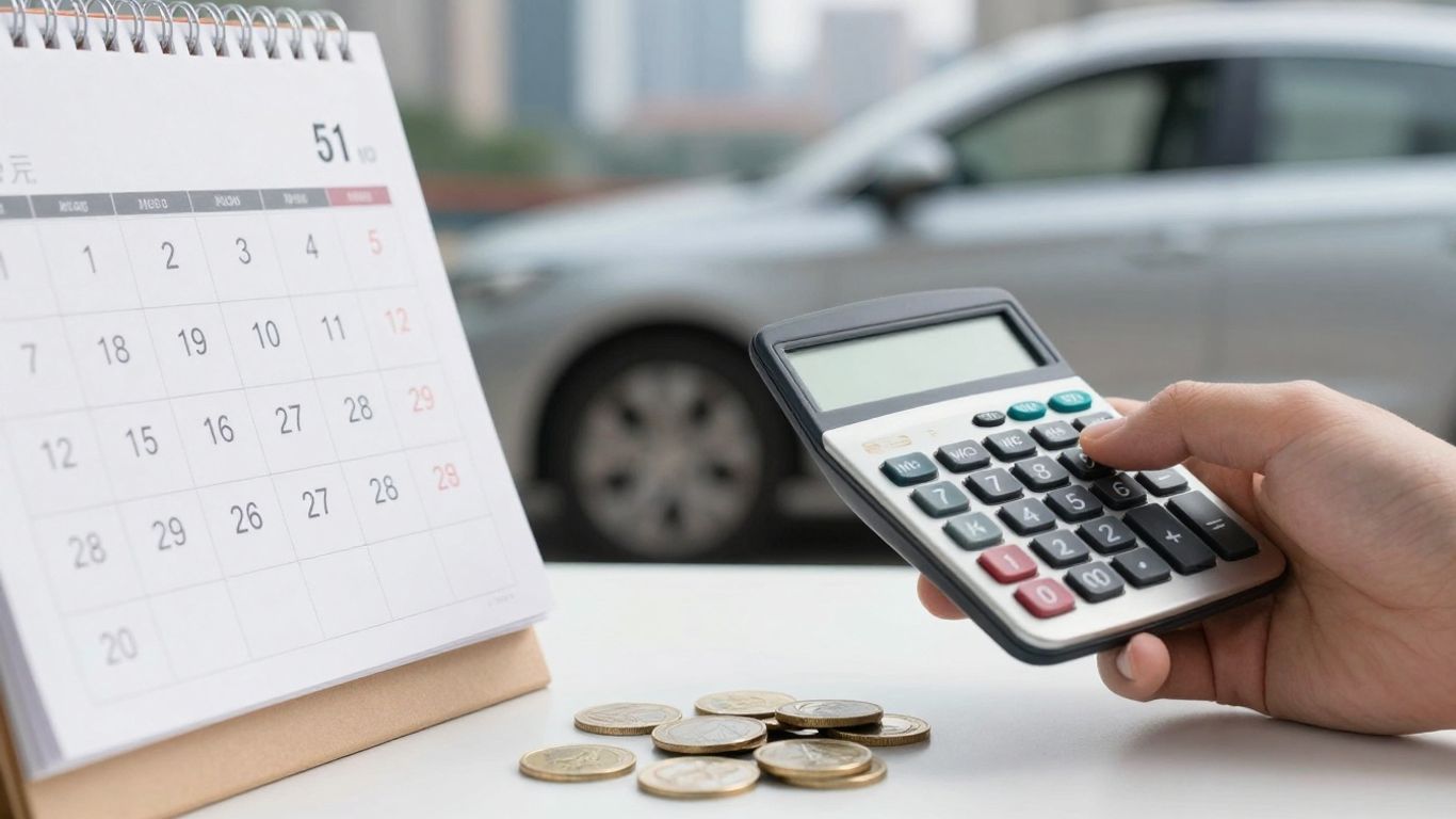 Calendário com datas de IPVA 2026 e carro.