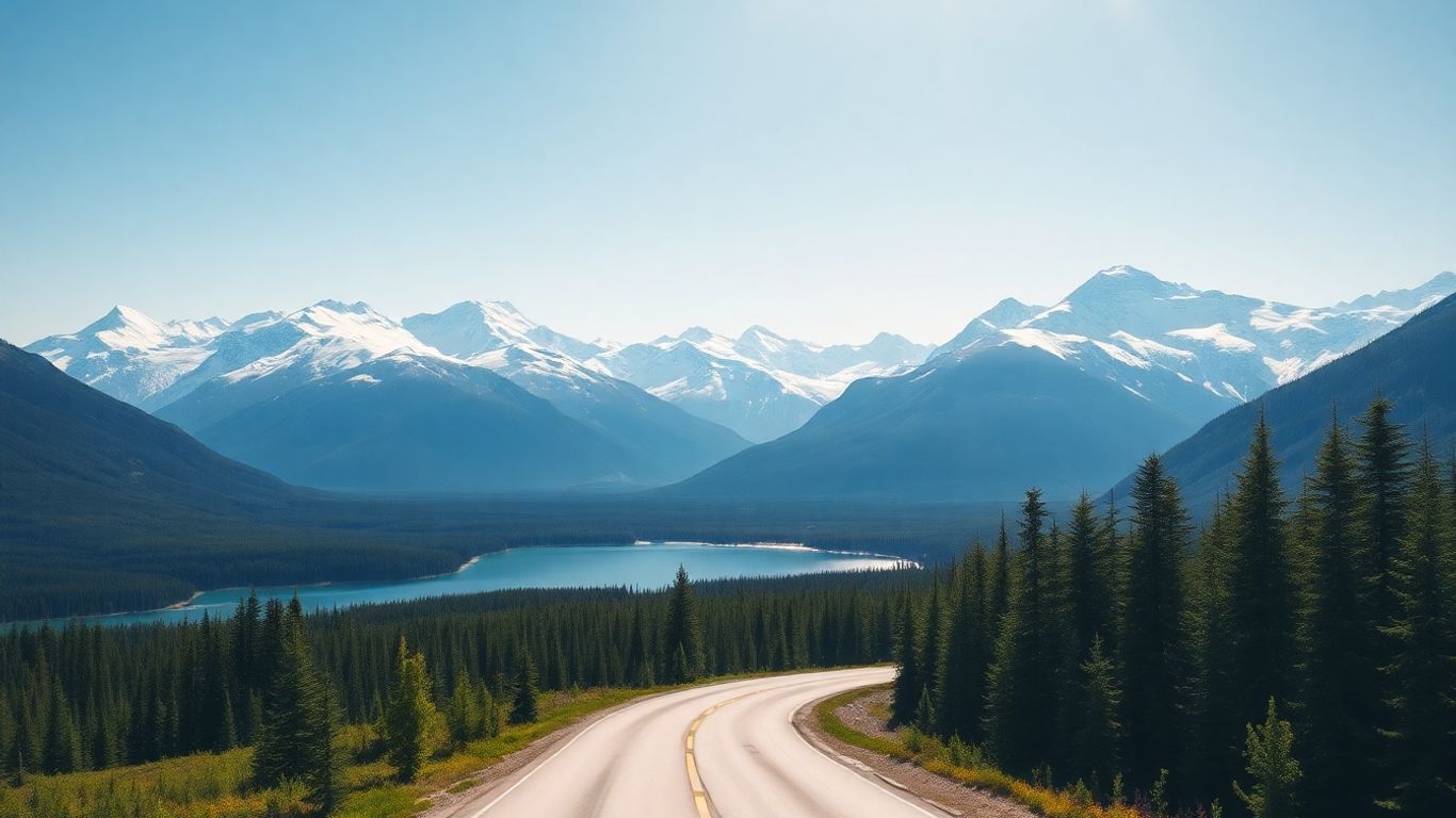 Kanadische Berglandschaft mit See und Wald