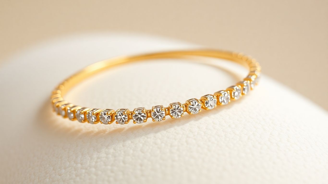 Elegant gold tennis bracelet with sparkling diamonds.