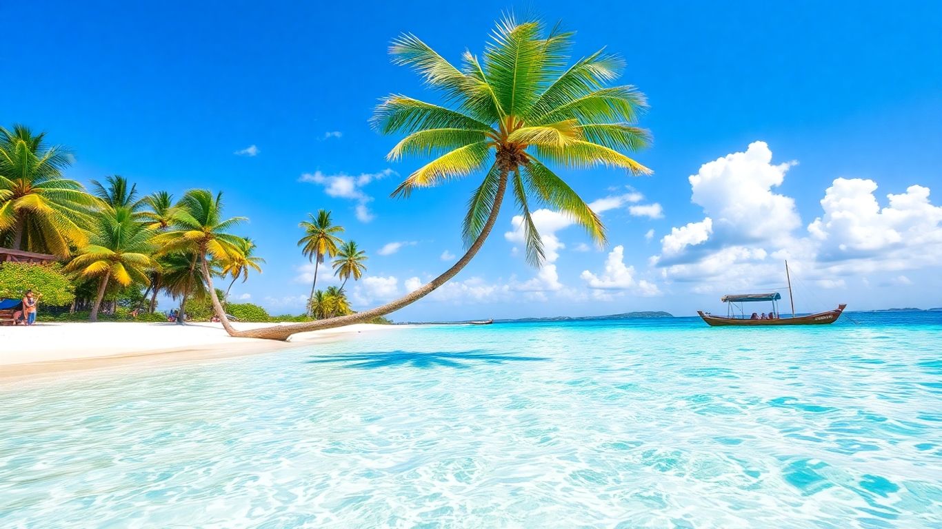 Tropical beach in the Philippines with clear water.