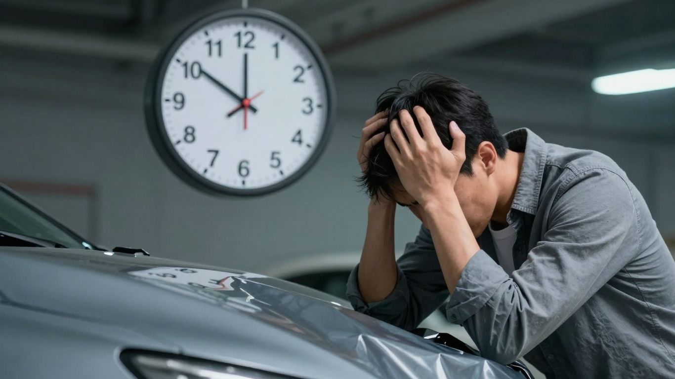 Car crash victim stressed about missed deadlines.