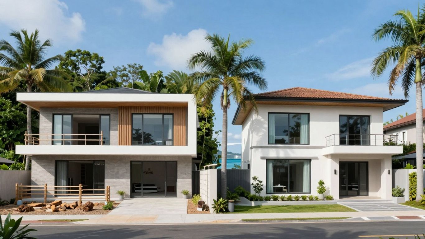 Phuket property comparison: off-plan construction versus resale villa.