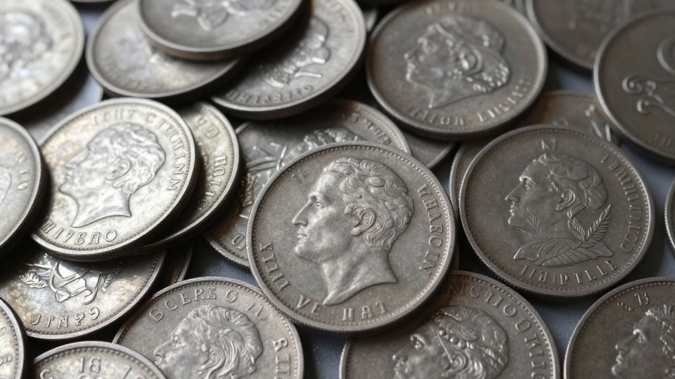 Pile of old silver coins