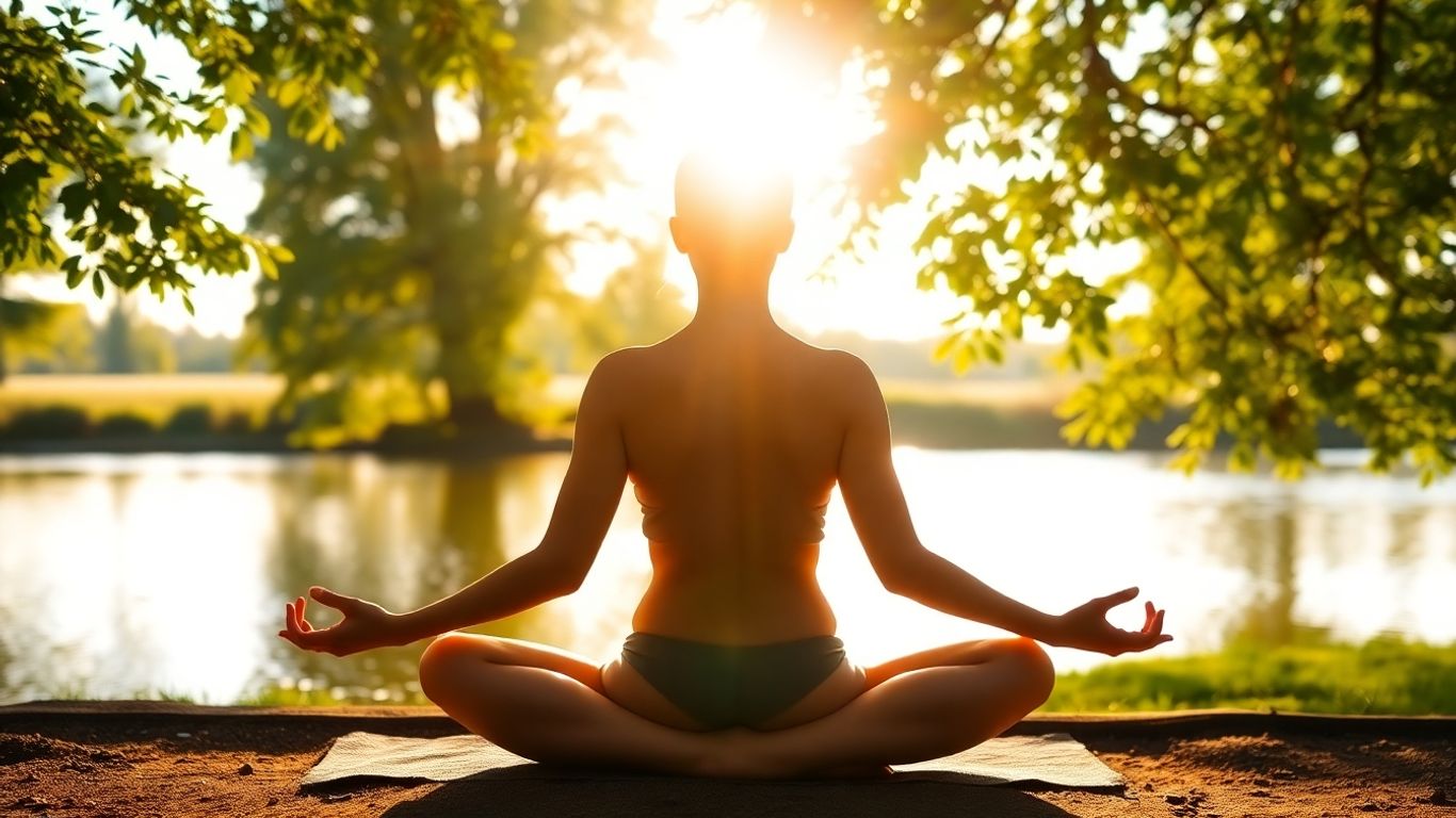 Person meditating peacefully in nature, achieving holistic health.