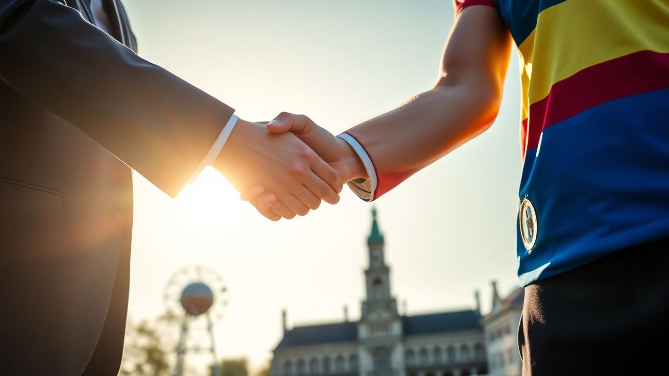 Handshake symbolizing a successful Belgian sponsorship partnership.