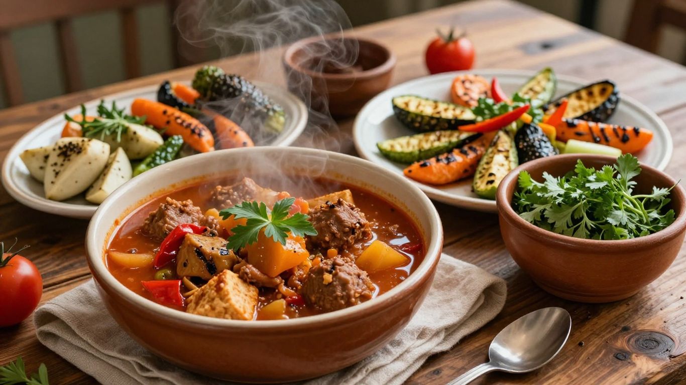 Mâncare tradițională românească pe o masă din lemn.