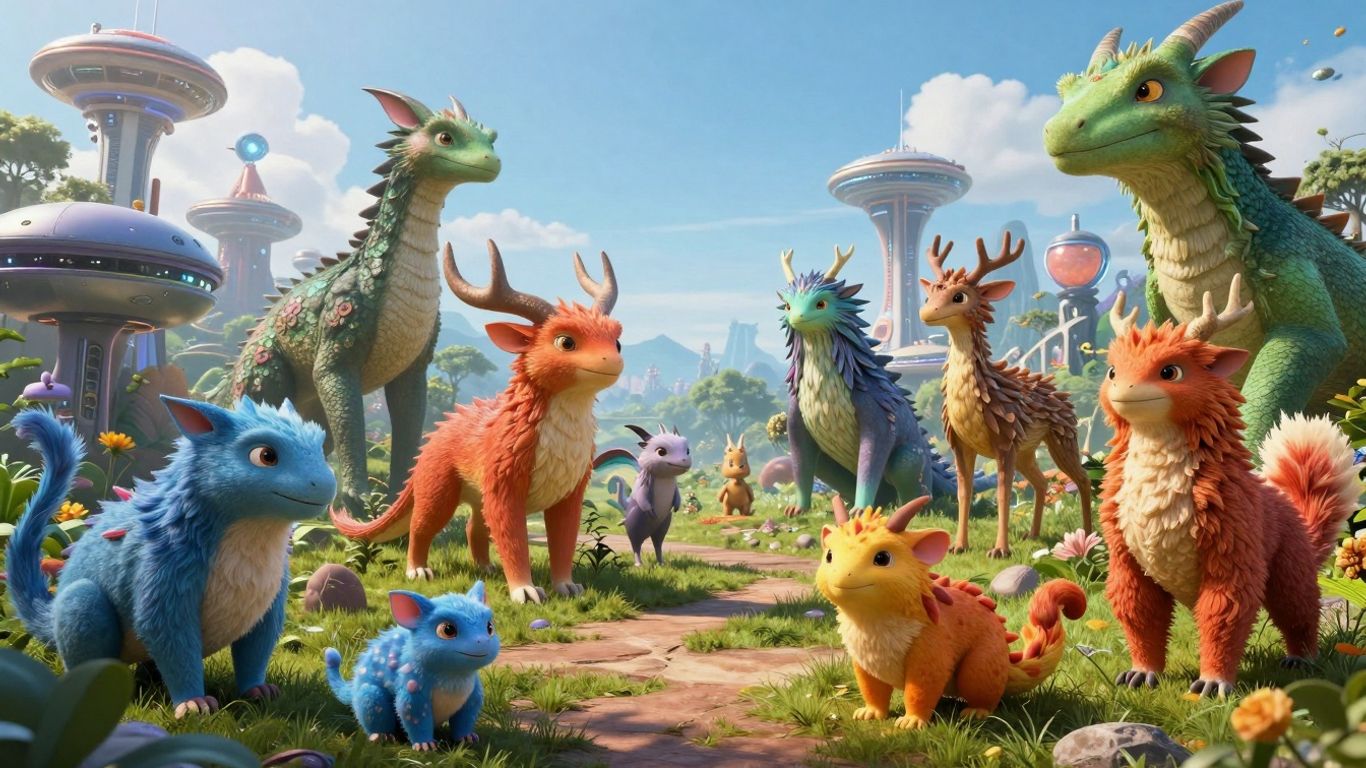 AI generated fantasy creatures and futuristic landscapes.