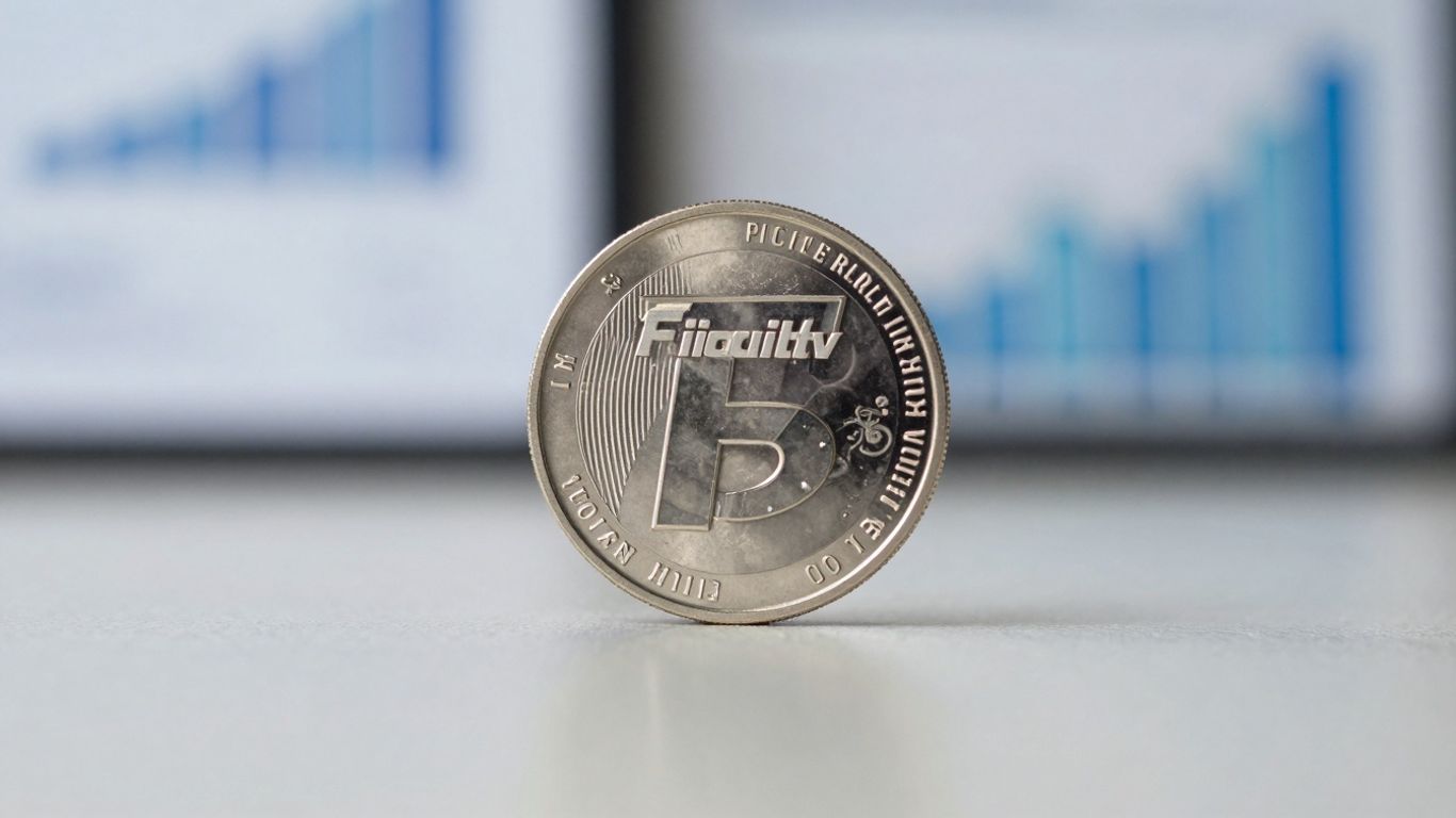 Fidelity crypto coin with abstract background.