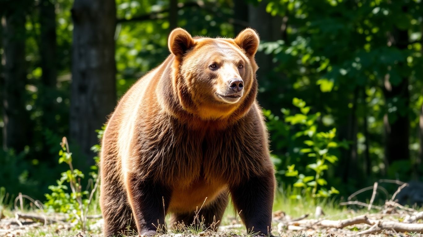 Ours brun dans une forêt du nord du Japon.