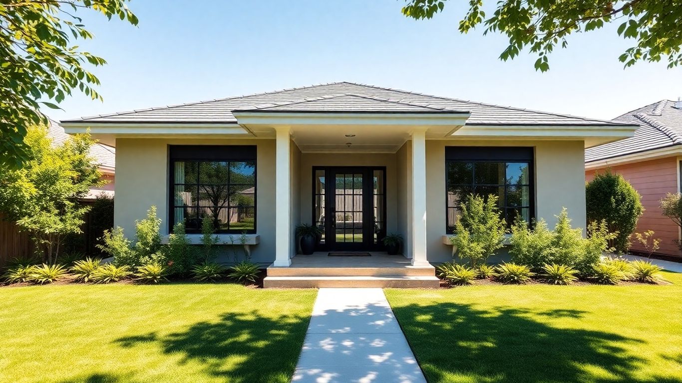 Newly built custom home with green landscaping