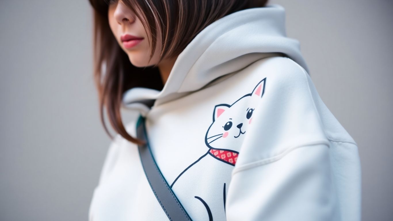 Cute Japan Cat Hoodie with adorable cat graphic.